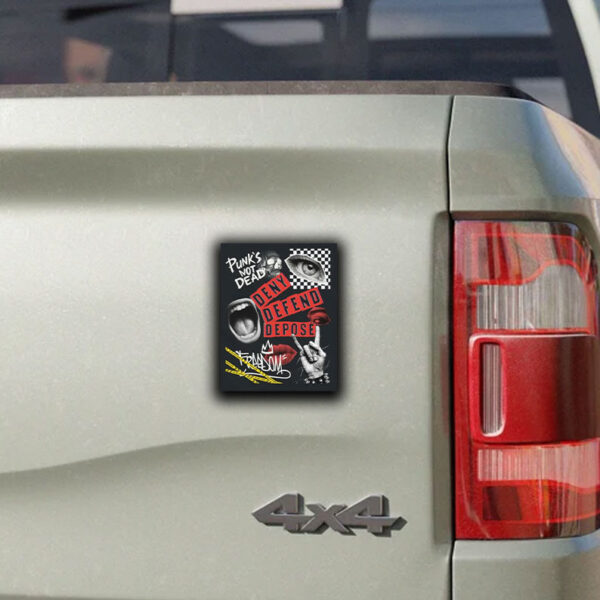 Bold Statement Rebellion Inspired Streetwear ,Deny Defend Depose Punk Sticker ,Car Magnet