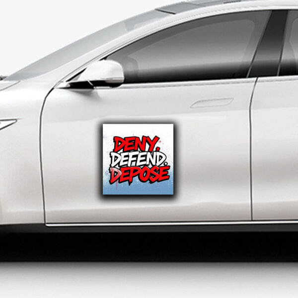 'Deny, Defend, Depose' in Red, White, and Blue Sticker ,Car Magnet