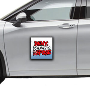 'Deny, Defend, Depose' in Red, White, and Blue Sticker ,Car Magnet