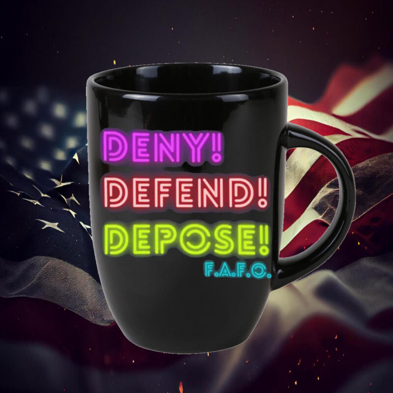 Deny, Defend, Depose neon lights Mug