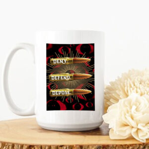 Deny,Defend and Depose Themed Bullet Pattern Clothing Mug