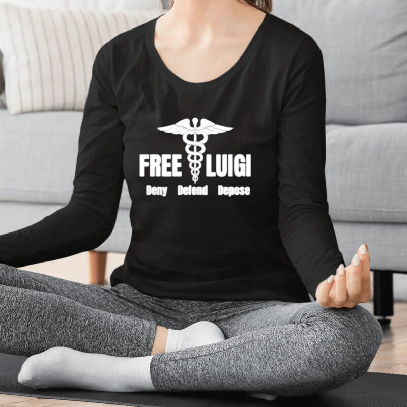 Free Luigi Deny Defend Depose logo shirts