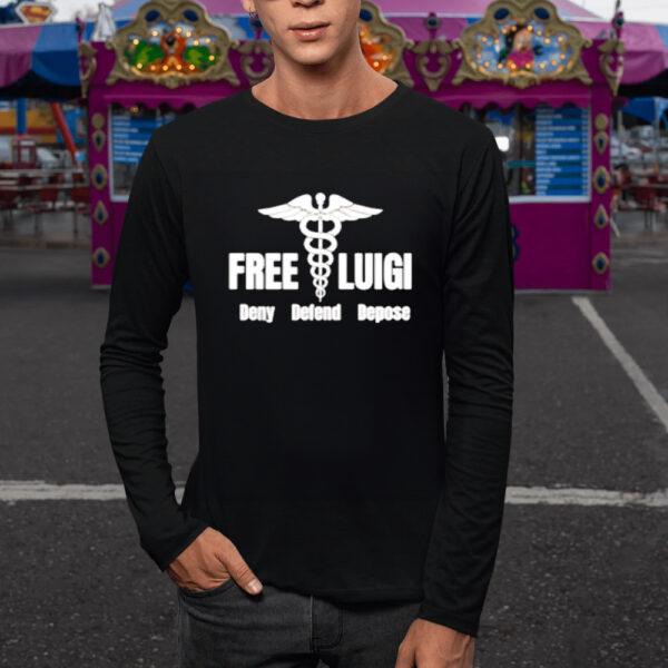 Free Luigi Deny Defend Depose logo shirts3