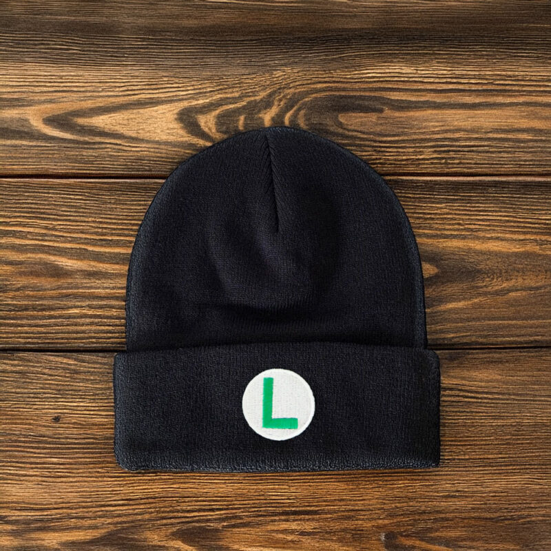 Luigi L Embroidered Beanie Hat