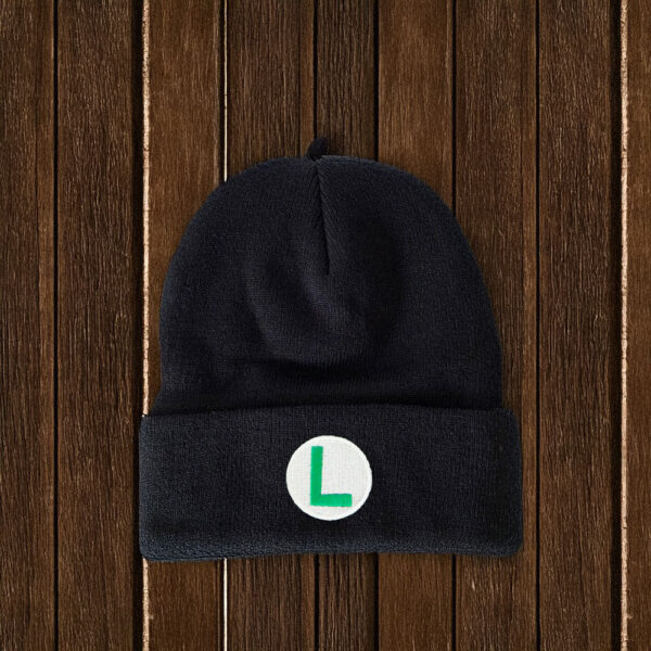 Luigi L Embroidered Beanie Hat