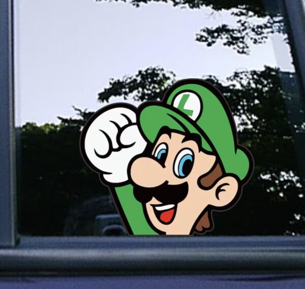 Luigi Peeker Peeking | Super Mario Bros Vide Game Characters Car Decals, Sticker