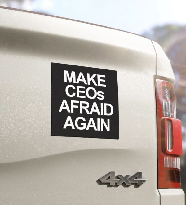 Make CEOs Afraid Again, Free Healthcare Activist Magnet Sticker