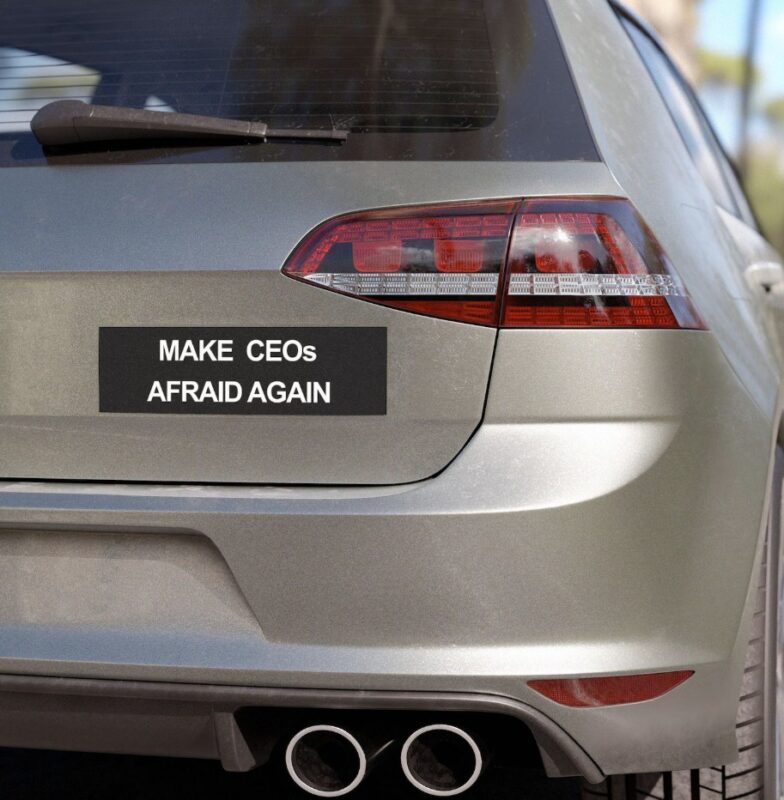 Make CEOs Afraid Again, Free Healthcare Activist Magnet Sticker