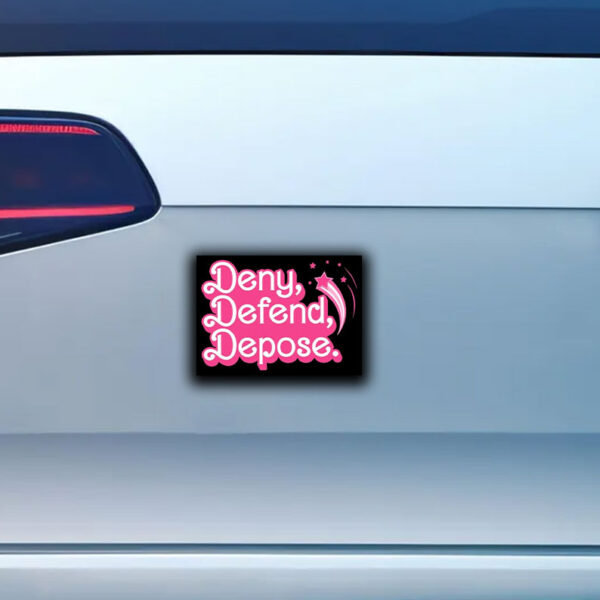 Offcial Deny Defend Depose Pink Sticker ,Car Magnet