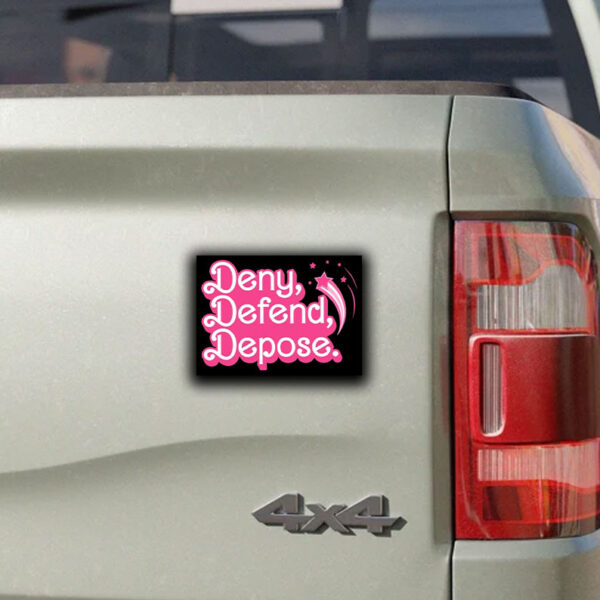 Offcial Deny Defend Depose Pink Sticker ,Car Magnet