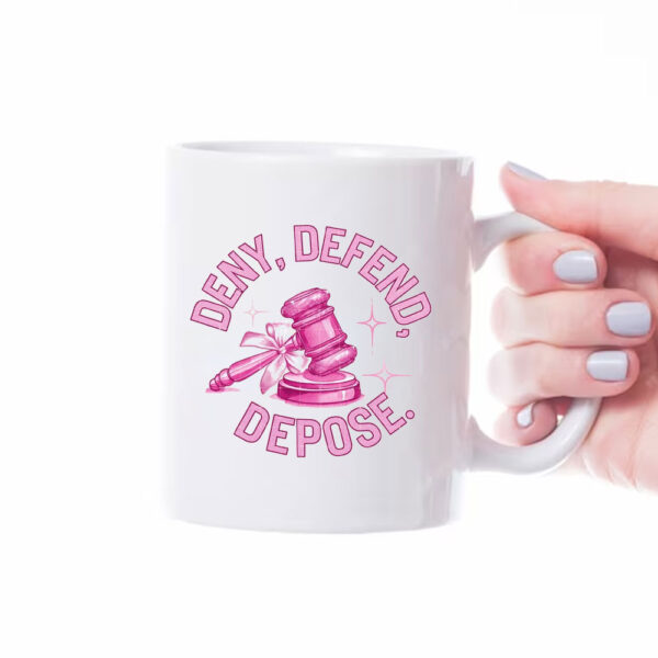 Trend Pink Glitter Gavel bow Clipart Bold Statement - Deny Defend Depose Mug