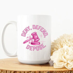 Trend Pink Glitter Gavel bow Clipart Bold Statement - Deny Defend Depose Mug