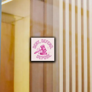 Trend Pink Glitter Gavel bow Clipart Bold Statement - Deny Defend Depose Sticker ,Car Magnet