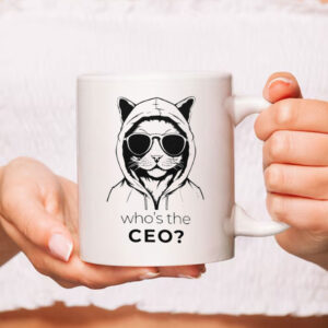 Who's The CEO? ,Cool Cat ,Deny Defend Depose Pullover Mug