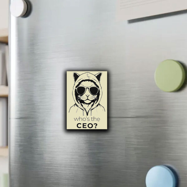 Who's The CEO? ,Cool Cat ,Deny Defend Depose Pullover Sticker ,Car Magnet