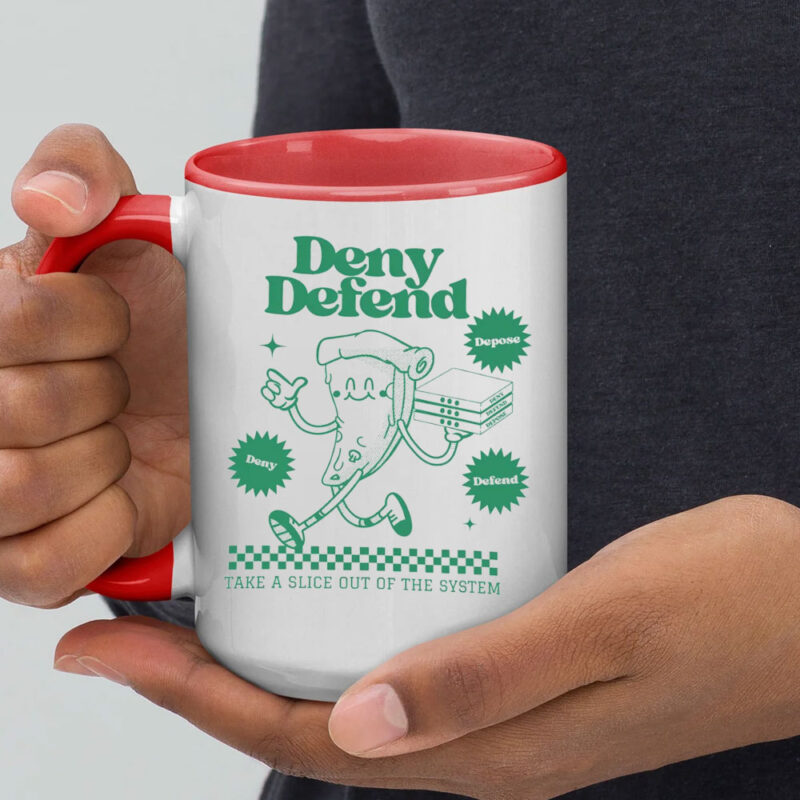 retro pizza ,Take A Slice Out Of The System ,Deny Defend Depose Mug