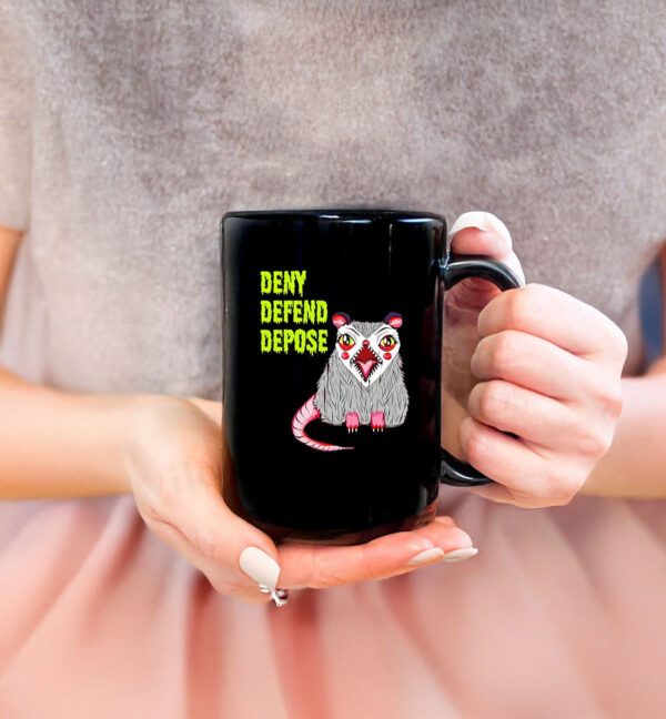 Deny Defend Depose Angry Possum Mug