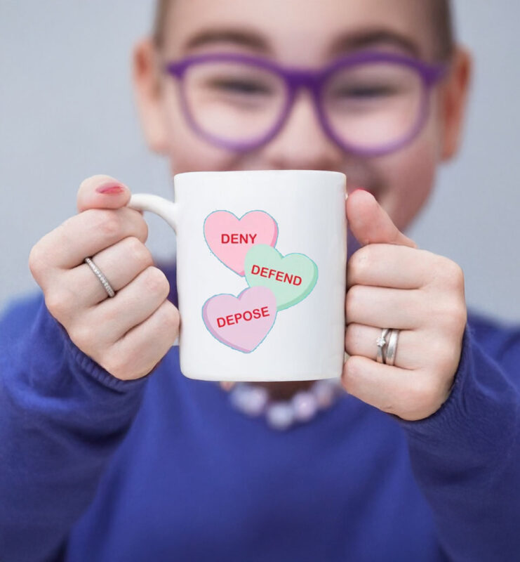 Triple D, Heart Deny Defend Depose Mug