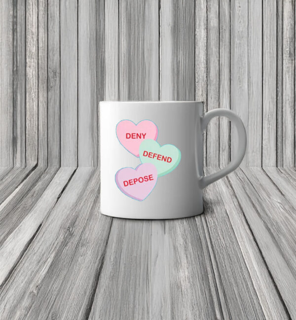 Triple D, Heart Deny Defend Depose Mug