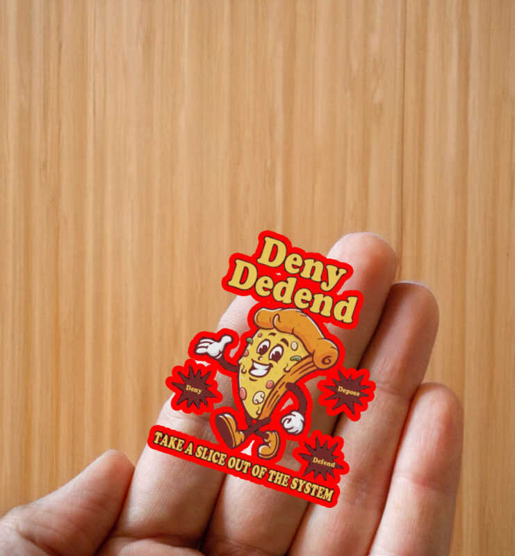 retro pizza, Anticapitalist Gift, Deny Defend Depose Sticker ,Car Magnet